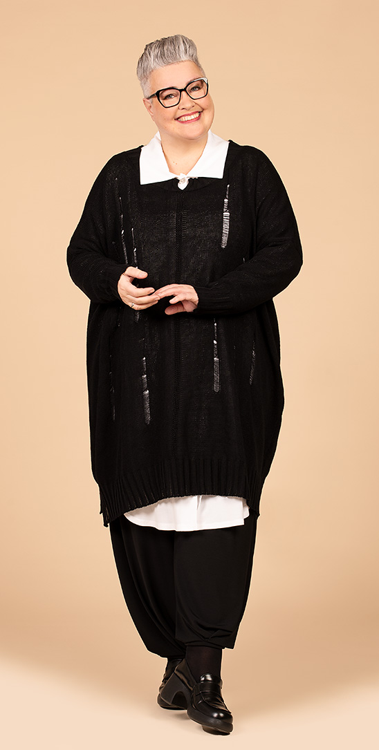 Übergangs Big Shirt in gerader Form aus stretcher Strick Qualität