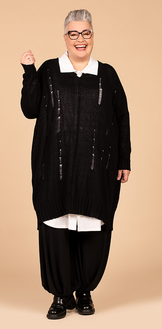 Übergangs Big Shirt in gerader Form aus stretcher Strick Qualität