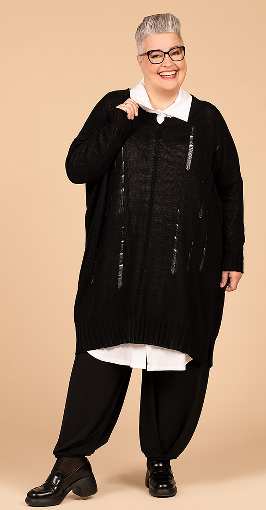 Übergangs Big Shirt in gerader Form aus stretcher Strick Qualität