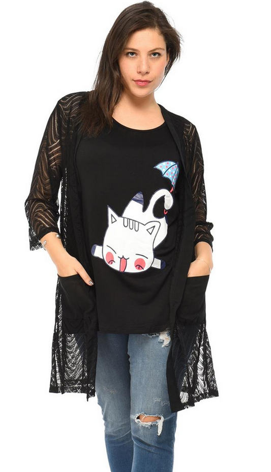 2 Teiler - Spitzen Jacke + Top