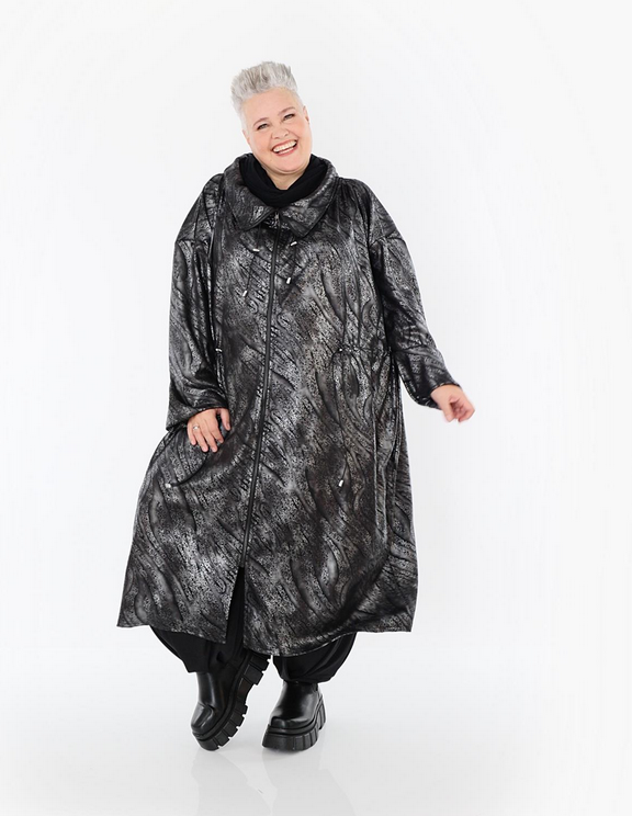 NEU Winter Mantel in gerader Form aus feiner Lederimitat Qualität