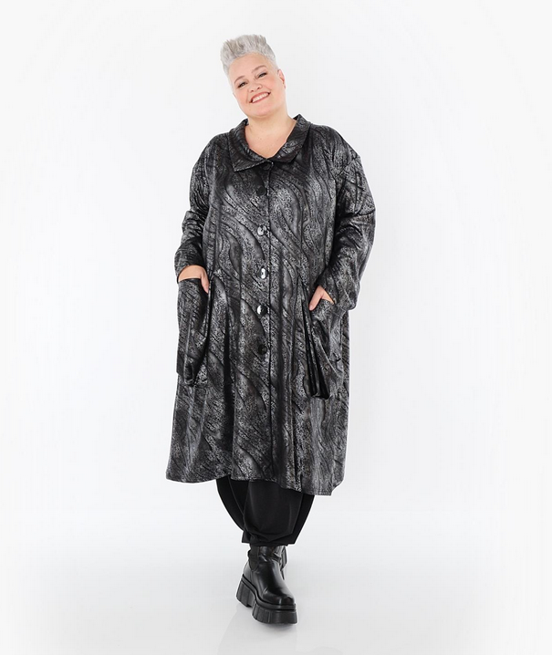 NEU Winter Mantel in gerader Form aus feiner Lederimitat Qualität