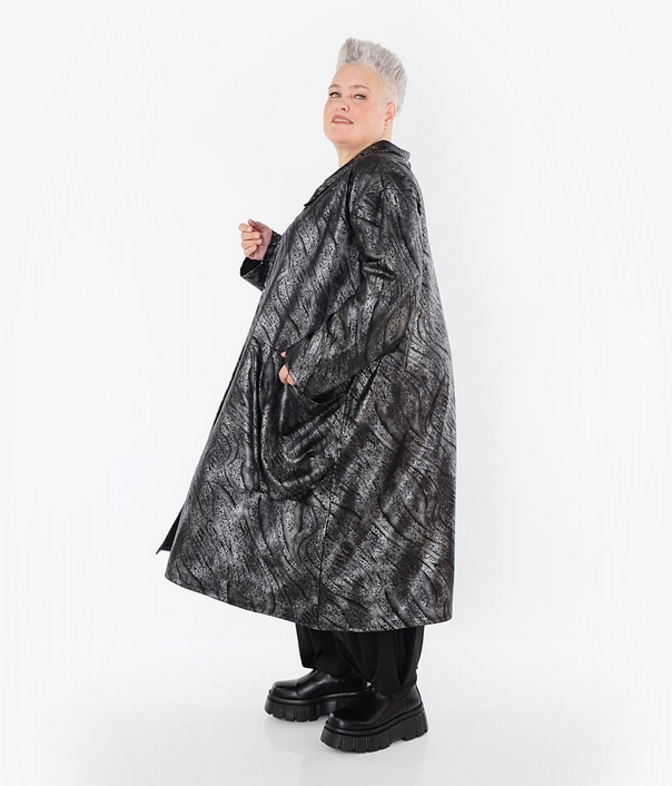 NEU Winter Mantel in gerader Form aus feiner Lederimitat Qualität