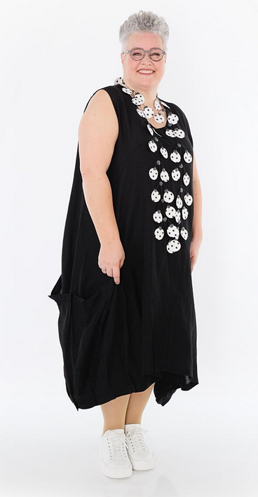Sommer Kleid in Ballon Form aus leichter Leinen Optik Qualität mehrere Farben
