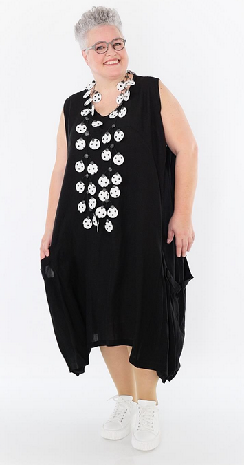 Sommer Kleid in Ballon Form aus leichter Leinen Optik Qualität mehrere Farben