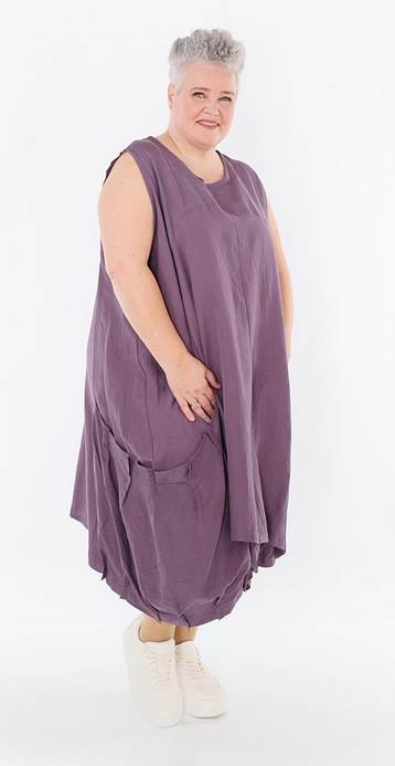 Sommer Kleid in Ballon Form aus leichter Leinen Optik Qualität mehrere Farben