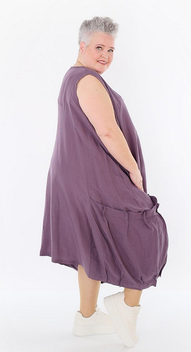 Sommer Kleid in Ballon Form aus leichter Leinen Optik Qualität mehrere Farben