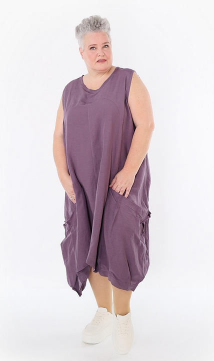 Sommer Kleid in Ballon Form aus leichter Leinen Optik Qualität mehrere Farben