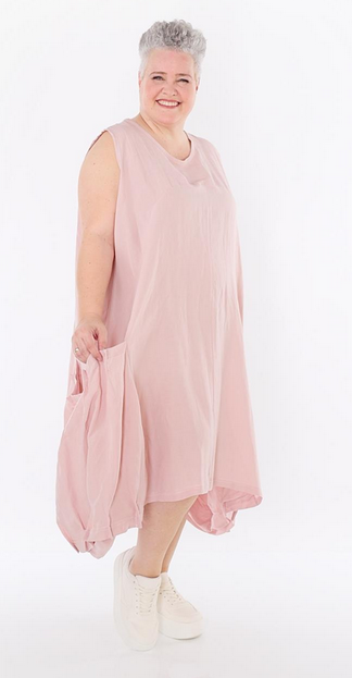 Sommer Kleid in Ballon Form aus leichter Leinen Optik Qualität mehrere Farben