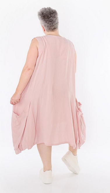 Sommer Kleid in Ballon Form aus leichter Leinen Optik Qualität mehrere Farben