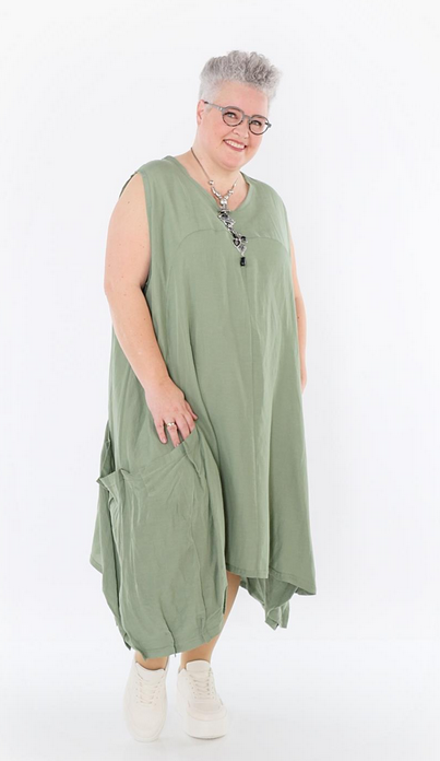 Sommer Kleid in Ballon Form aus leichter Leinen Optik Qualität mehrere Farben