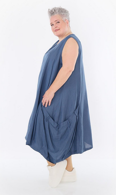 Sommer Kleid in Ballon Form aus leichter Leinen Optik Qualität mehrere Farben