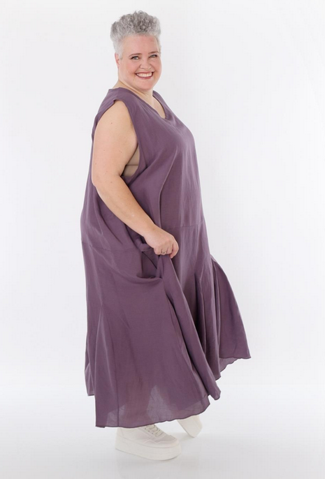 Sommer Kleid in Ballon Form aus leichter Leinen Optik Qualität