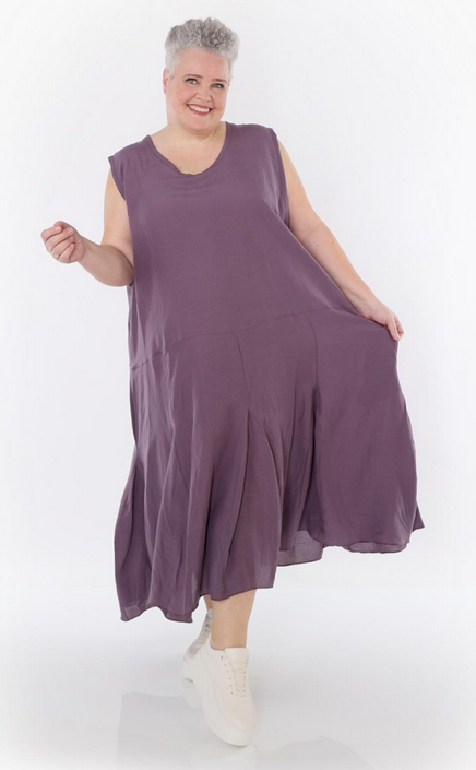 Sommer Kleid in Ballon Form aus leichter Leinen Optik Qualität