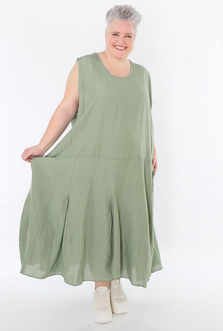 Sommer Kleid in Ballon Form aus leichter Leinen Optik Qualität