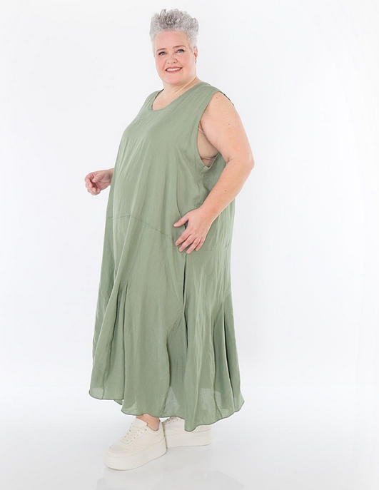 Sommer Kleid in Ballon Form aus leichter Leinen Optik Qualität