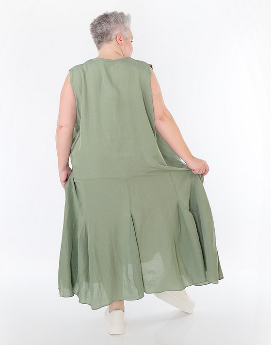 Sommer Kleid in Ballon Form aus leichter Leinen Optik Qualität