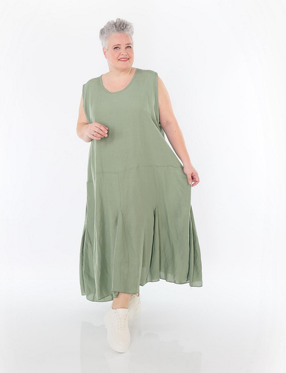 Sommer Kleid in Ballon Form aus leichter Leinen Optik Qualität