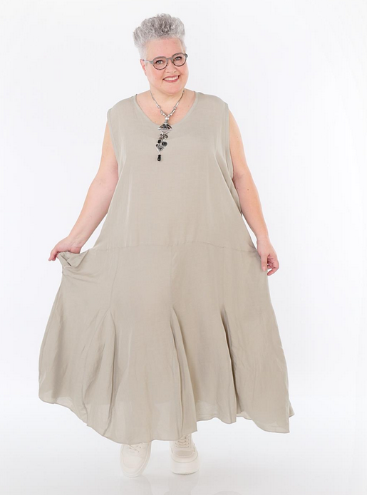 Sommer Kleid in Ballon Form aus leichter Leinen Optik Qualität