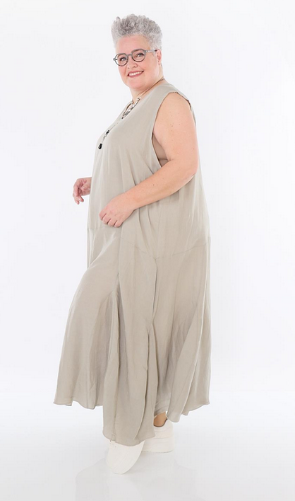 Sommer Kleid in Ballon Form aus leichter Leinen Optik Qualität