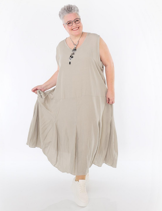 Sommer Kleid in Ballon Form aus leichter Leinen Optik Qualität