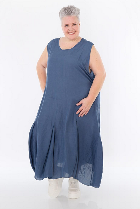Sommer Kleid in Ballon Form aus leichter Leinen Optik Qualität