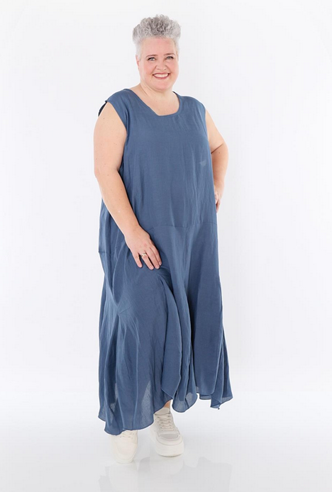 Sommer Kleid in Ballon Form aus leichter Leinen Optik Qualität