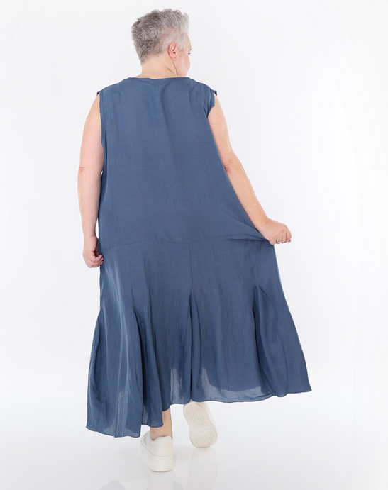 Sommer Kleid in Ballon Form aus leichter Leinen Optik Qualität