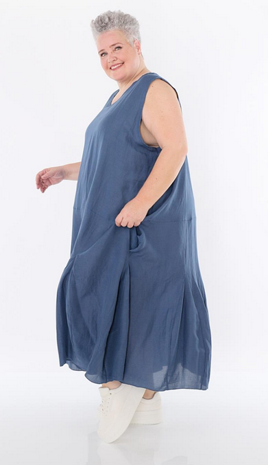 Sommer Kleid in Ballon Form aus leichter Leinen Optik Qualität