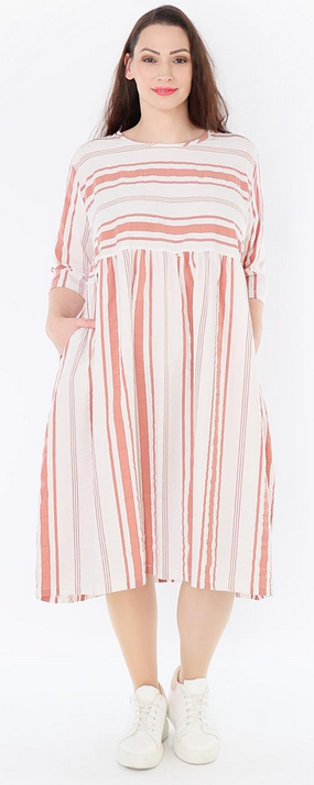 Sommer Kleid in Ballon Form aus leichter Seersucker Qualität in 2 Farben