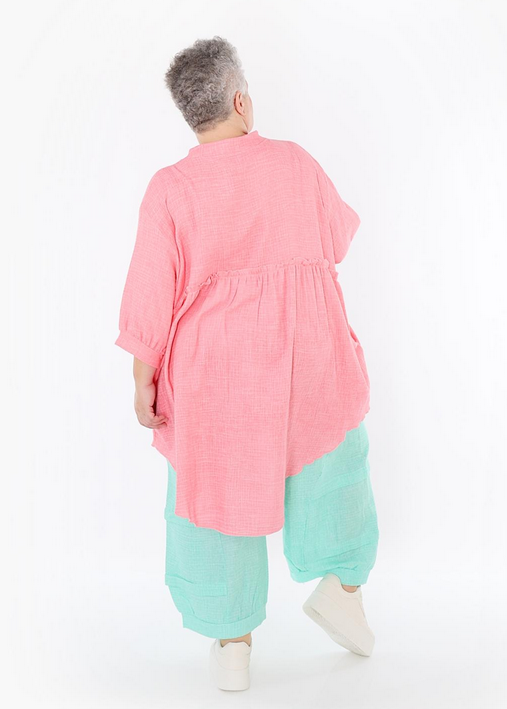 Sommer Bluse in gerundeter Form aus weicher Mousseline Qualität in verschiedenen Farben