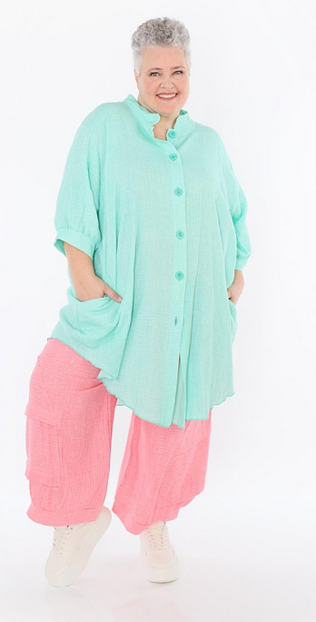 Sommer Bluse in gerundeter Form aus weicher Mousseline Qualität in verschiedenen Farben