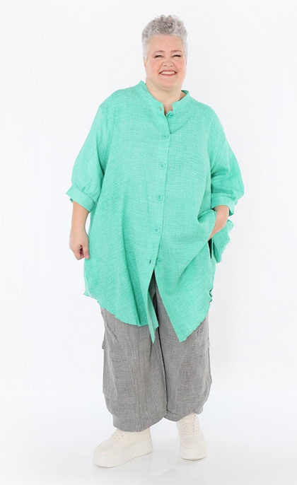 Sommer Bluse in gerundeter Form aus weicher Mousseline Qualität in verschiedenen Farben