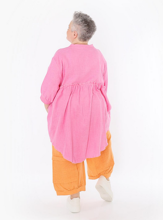 Sommer Bluse in gerundeter Form aus weicher Mousseline Qualität in verschiedenen Farben