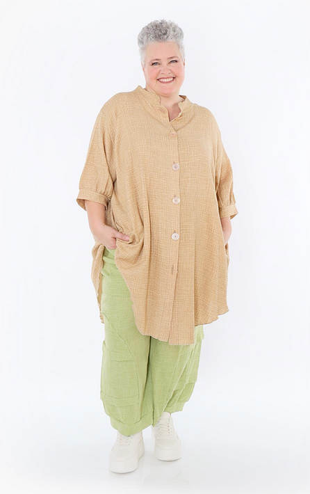 Sommer Bluse in gerundeter Form aus weicher Mousseline Qualität in verschiedenen Farben