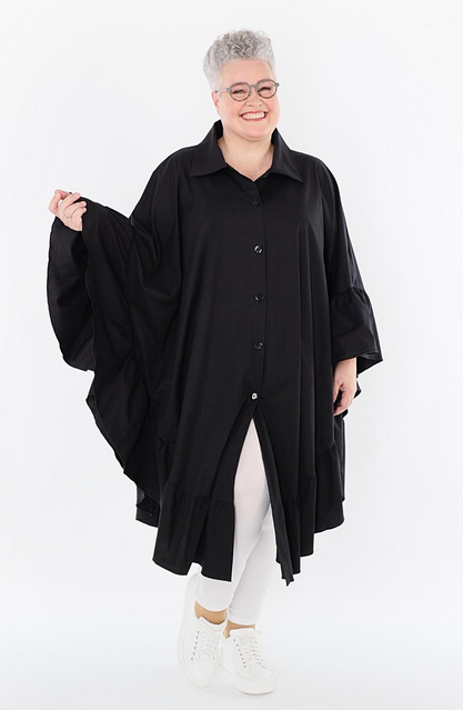 Sommer Bluse in gerundeter Form aus feiner Popeline Qualität