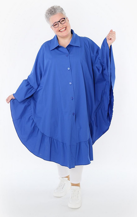 Sommer Bluse in gerundeter Form aus feiner Popeline Qualität