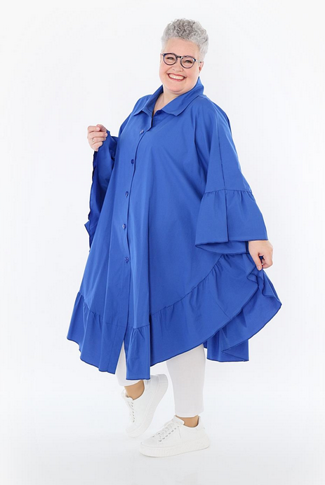 Sommer Bluse in gerundeter Form aus feiner Popeline Qualität
