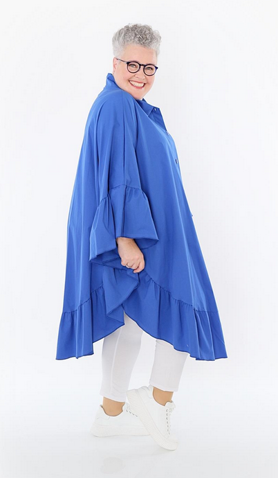 Sommer Bluse in gerundeter Form aus feiner Popeline Qualität