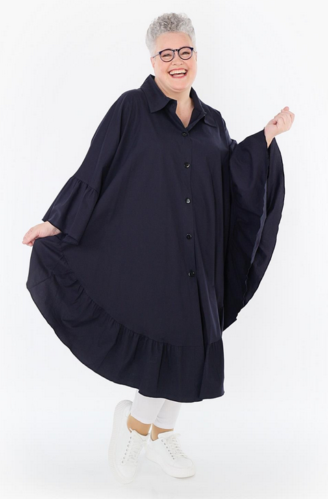 Sommer Bluse in gerundeter Form aus feiner Popeline Qualität