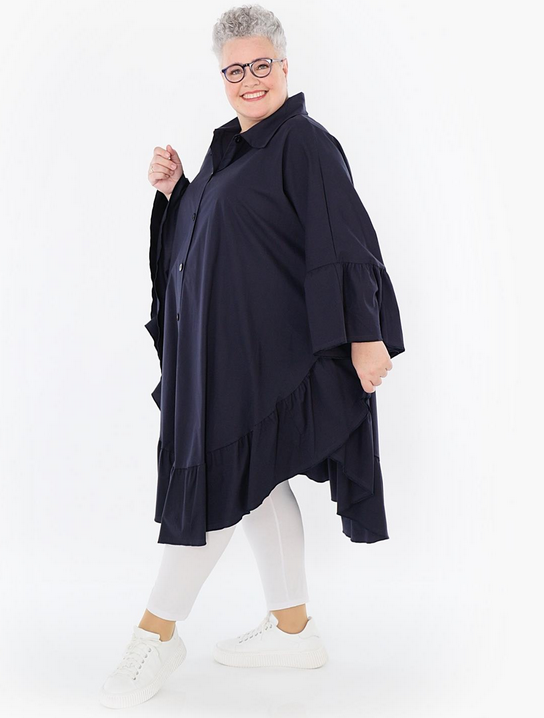 Sommer Bluse in gerundeter Form aus feiner Popeline Qualität