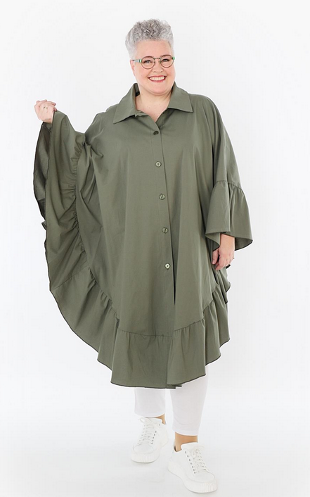 Sommer Bluse in gerundeter Form aus feiner Popeline Qualität