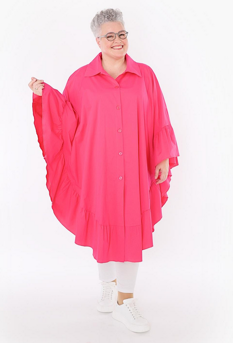 Sommer Bluse in gerundeter Form aus feiner Popeline Qualität