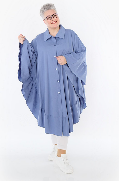Sommer Bluse in gerundeter Form aus feiner Popeline Qualität