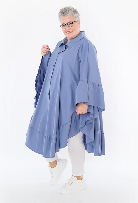 Sommer Bluse in gerundeter Form aus feiner Popeline Qualität