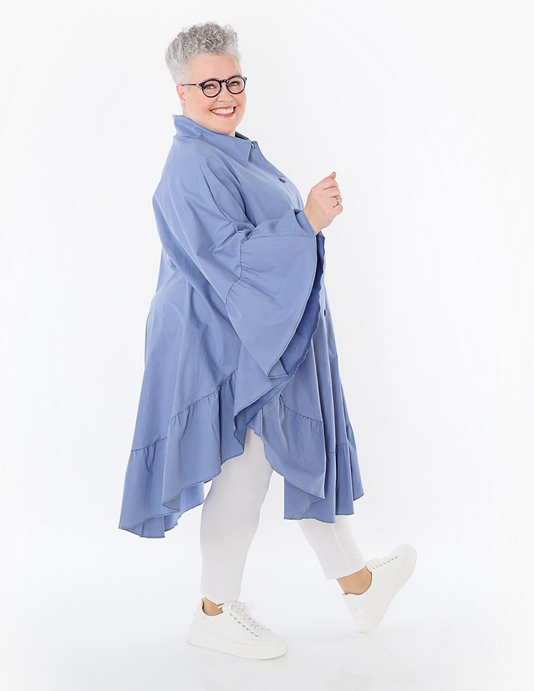 Sommer Bluse in gerundeter Form aus feiner Popeline Qualität