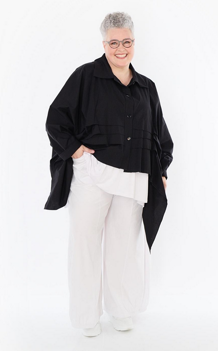 Sommer Bluse in Zipfel Form aus feiner Popeline Qualität