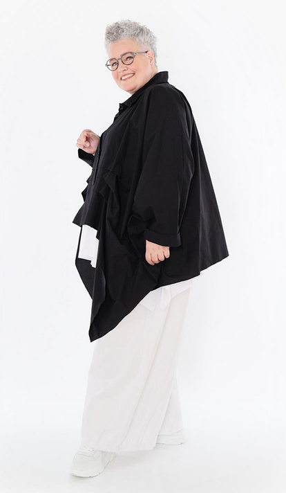 Sommer Bluse in Zipfel Form aus feiner Popeline Qualität