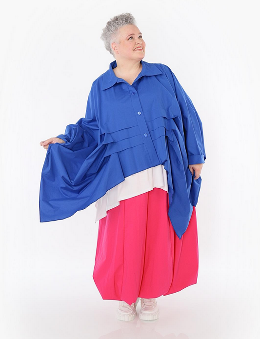 Sommer Bluse in Zipfel Form aus feiner Popeline Qualität