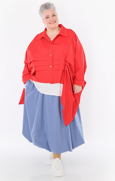 Sommer Bluse in Zipfel Form aus feiner Popeline Qualität